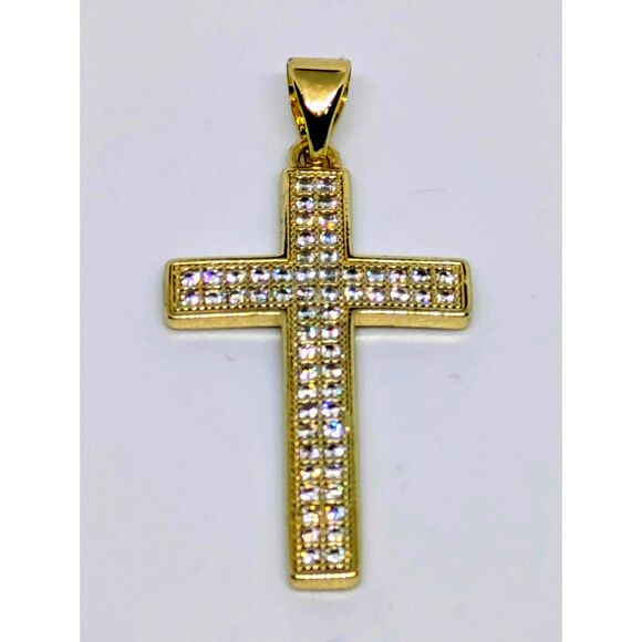 Other - Mens New micro pave 14K Gold Filled iced out cz Cross Pendant (Unisex)